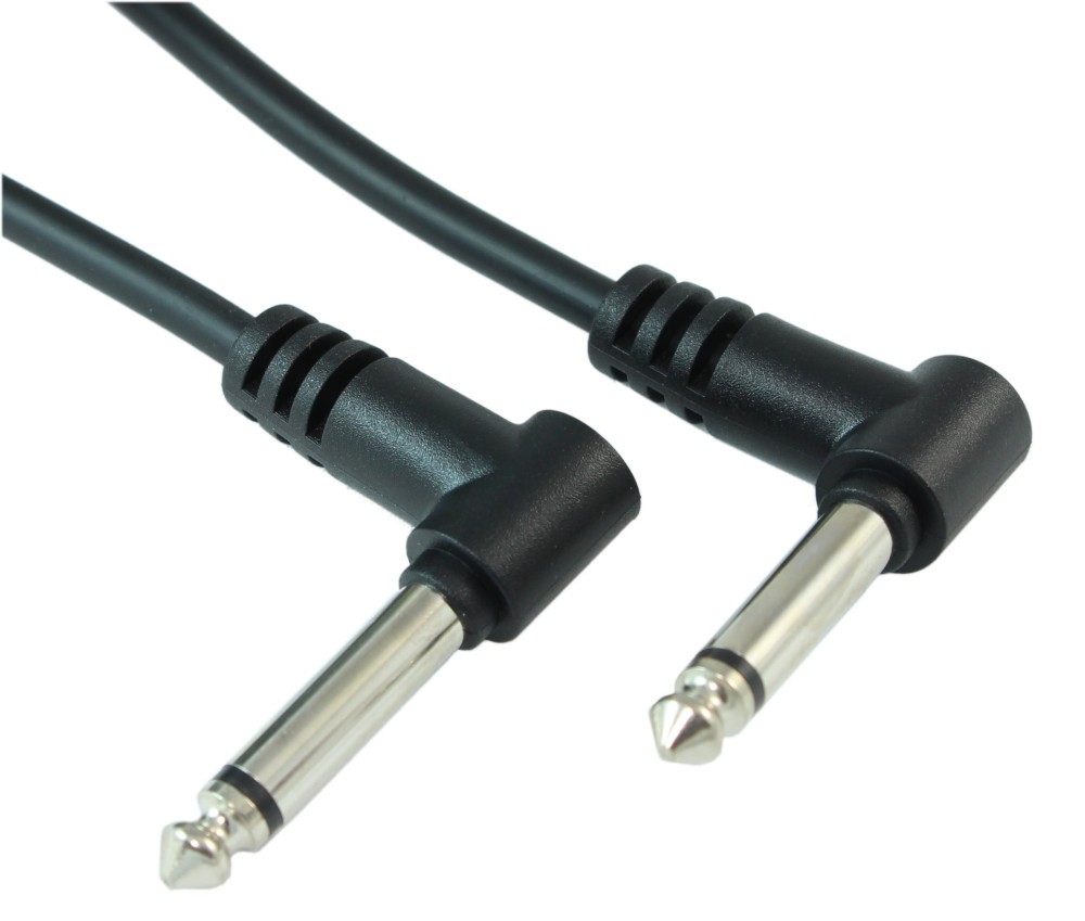 25ft 1/4inch ANGLED MONO (TS) Guitar Cable  Male to Male  28AWG Nickel Plated