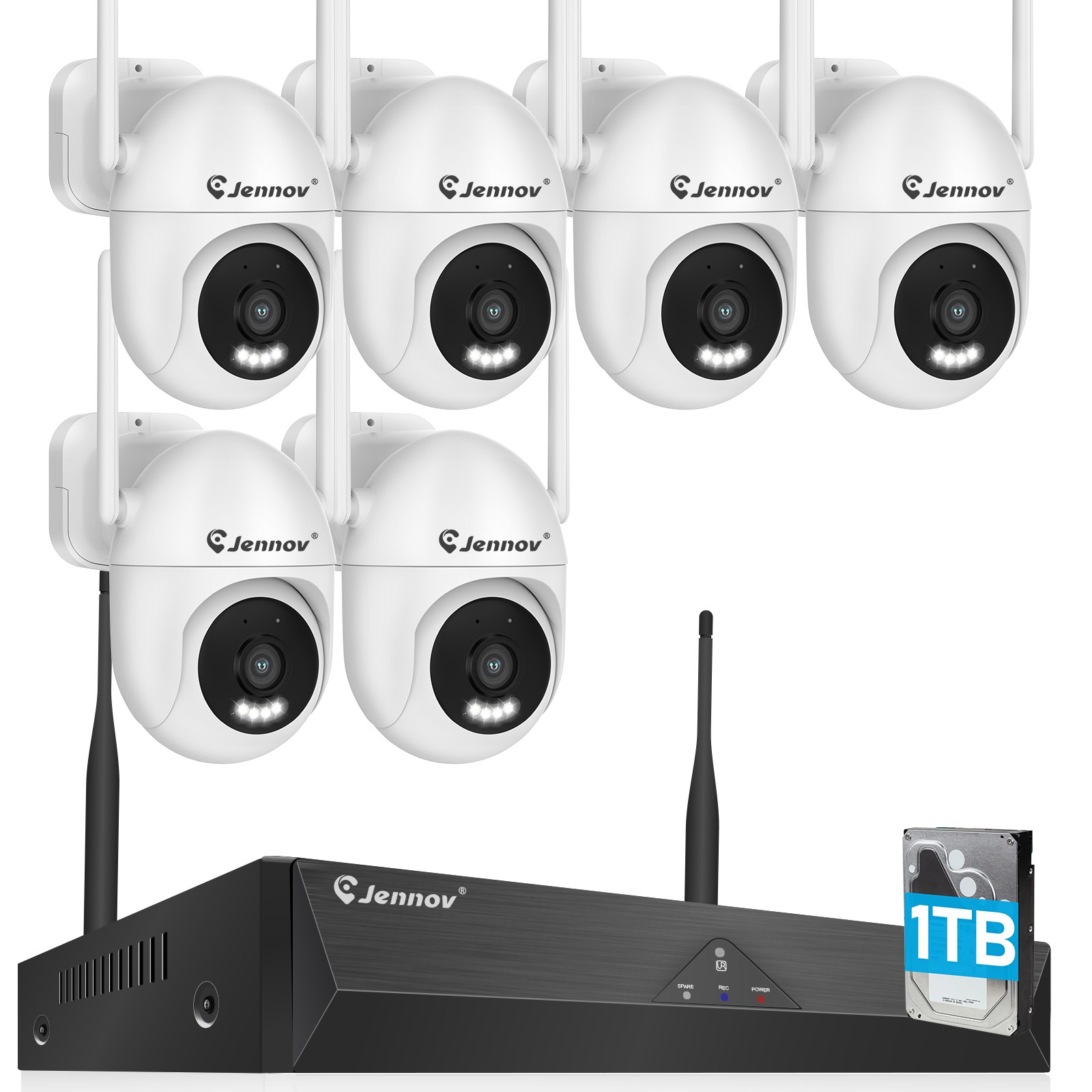 Wireless Security Camera System WIFI PTZ Outdoor Weatherproof Camera 5MP 1TB NVR
