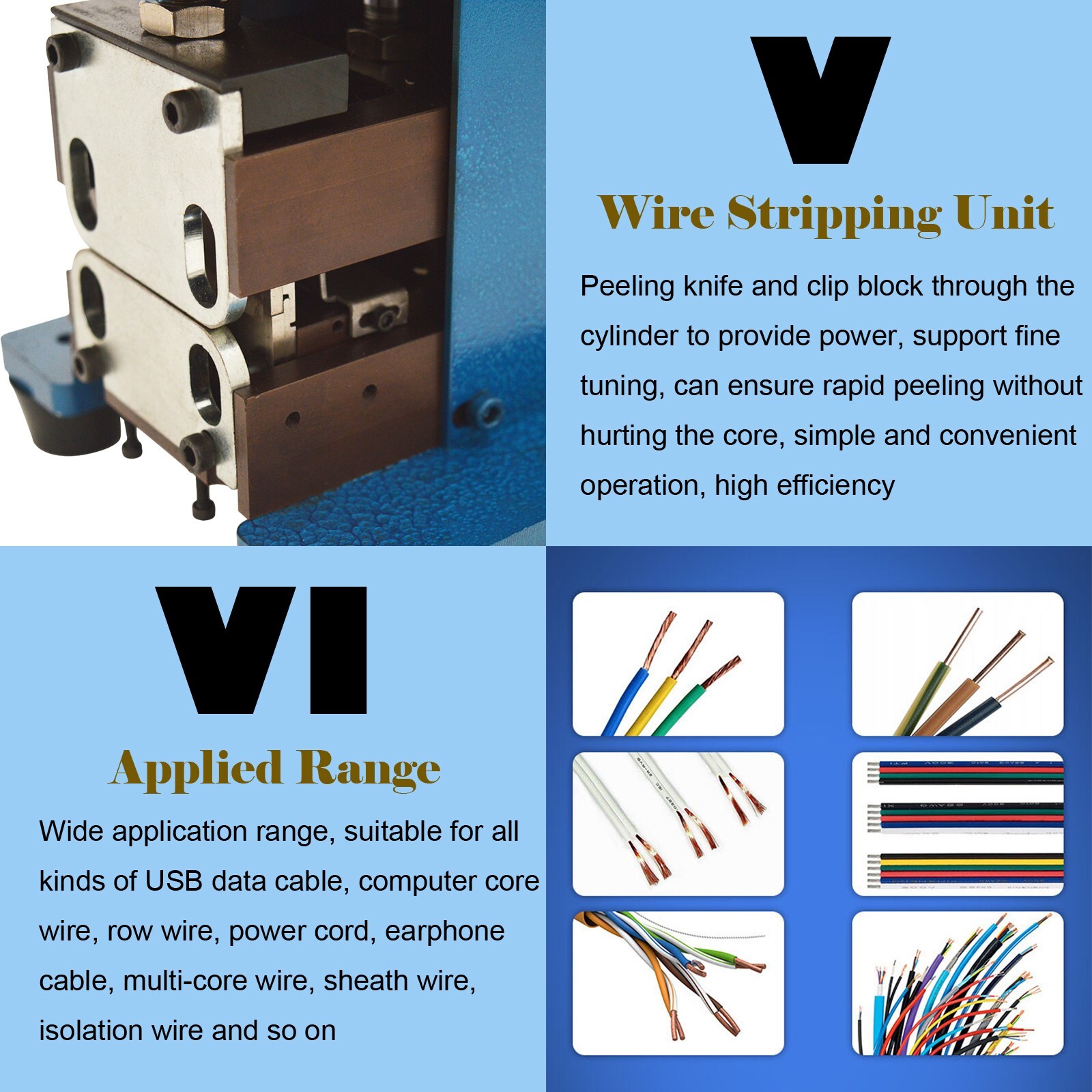 Flat Ribbon Cable Automatic Wire Stripping Machine Electric Copper Stripper 110V