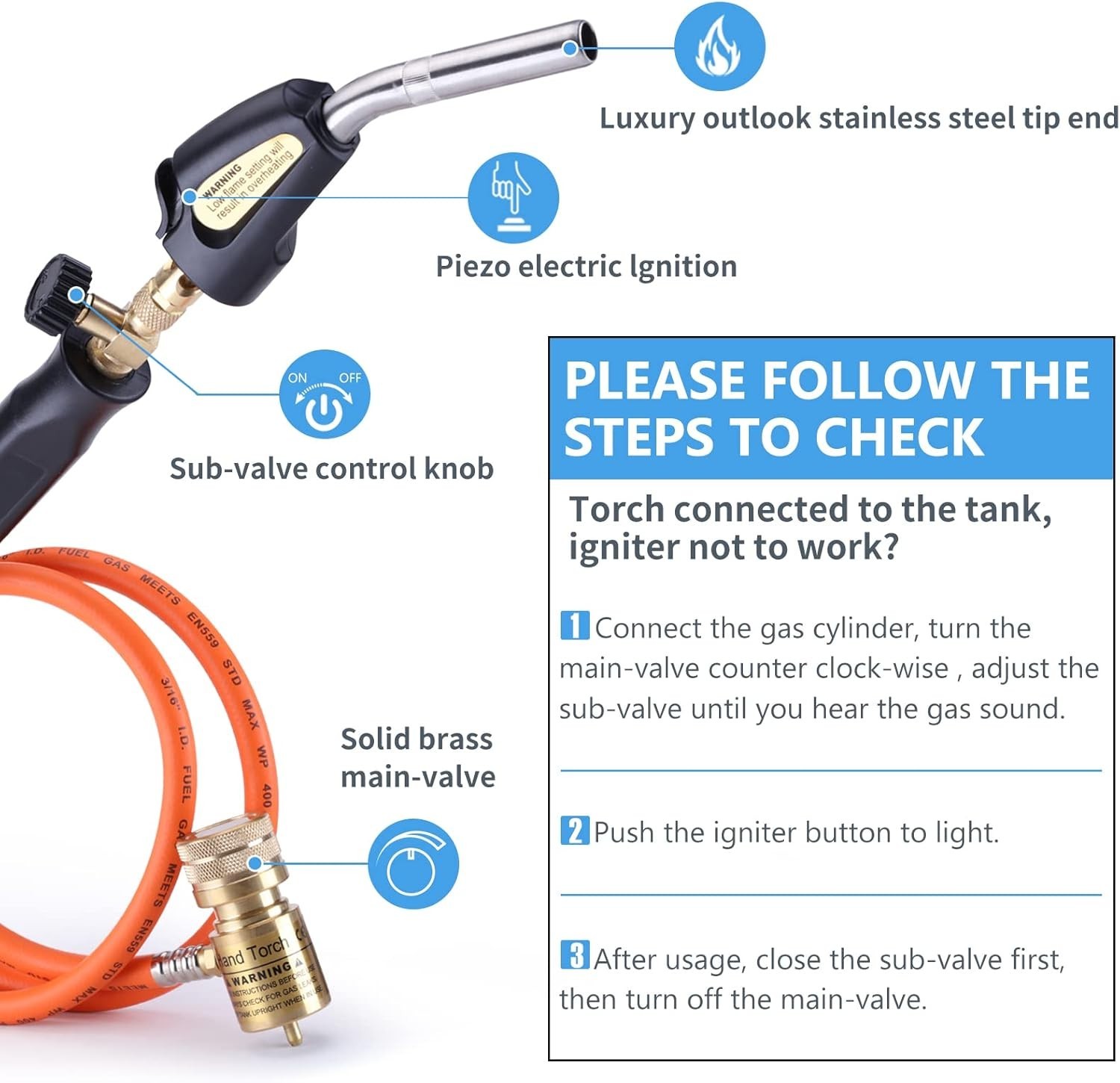 Propane Torch Kit - 3600℉ Heat, MAPP Gas, Trigger Start