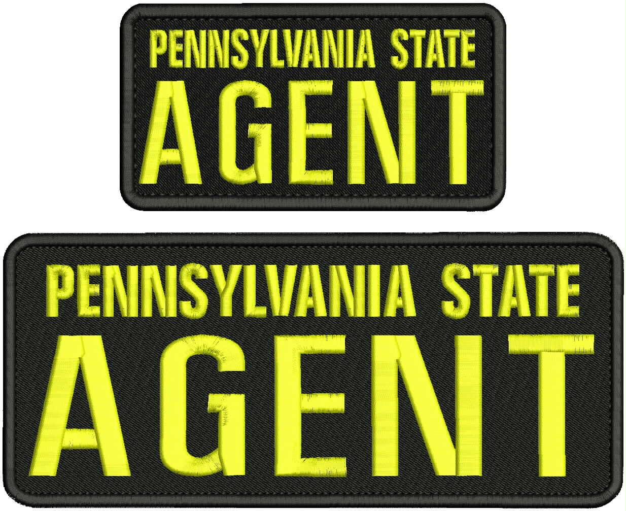 Pennsylvania State Agent 2 Emb Patch 10x4''And 3x6''Hook On Back Yellow ON Black