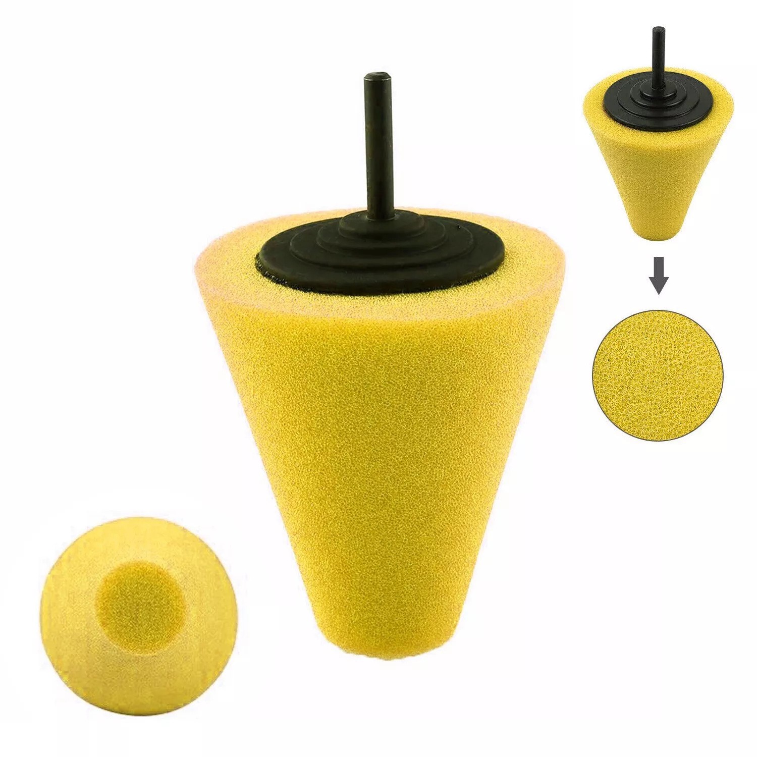 Foam Drill Polishing Cone Ball Pads Kit Car Hub Waxing Buffing Wheel Polisher 5x