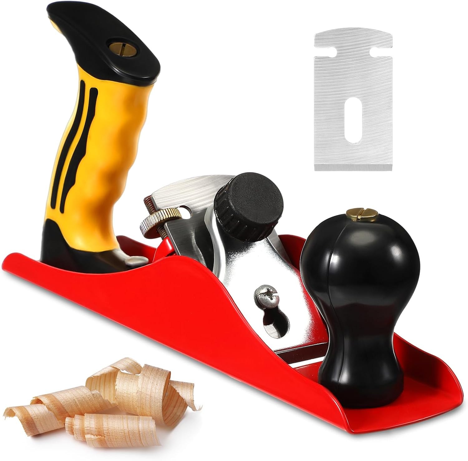 Hand Planer with 2 Inch Blade Adjustable Smoothing Wood Plane Universal Red