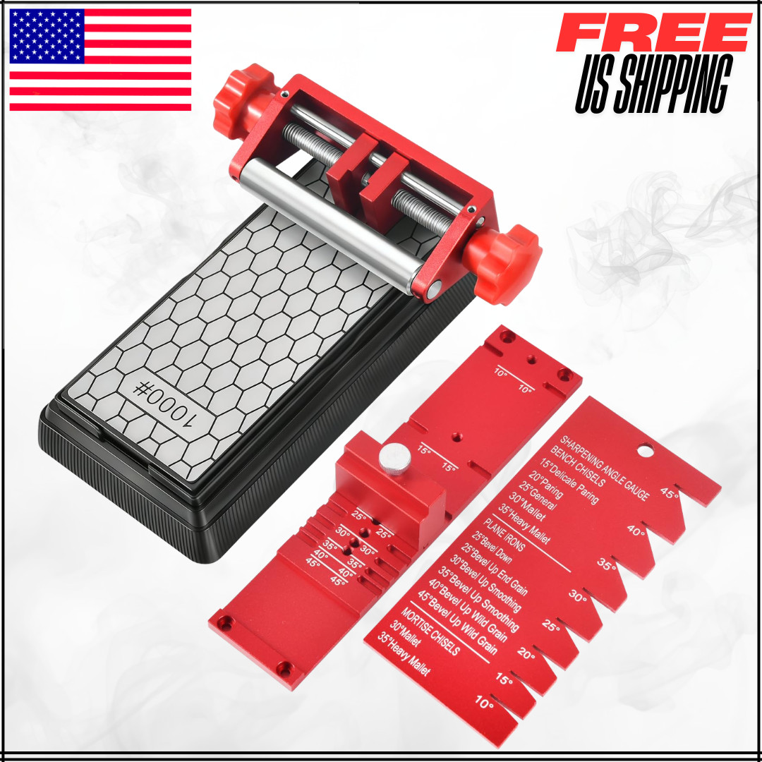 Precision Chisel Sharpening Jig & Guide Angle Gauge Kit W/ Diamond Stone Jzmds