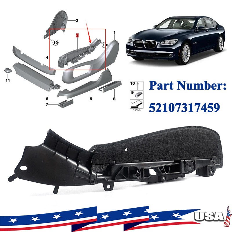 For Bmw 5 7 Series 52107317459 Left Driver Support Seating Track Rail Cover New