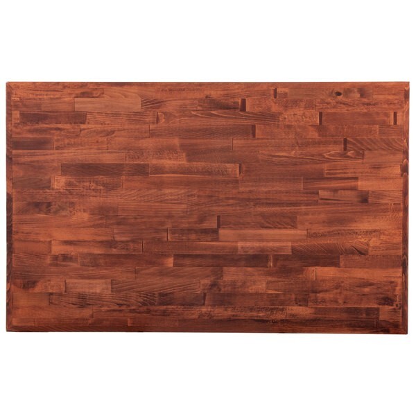 30'' x 48" Rectangular Butcher Block style Restaurant Table Top in Mahogany Wood