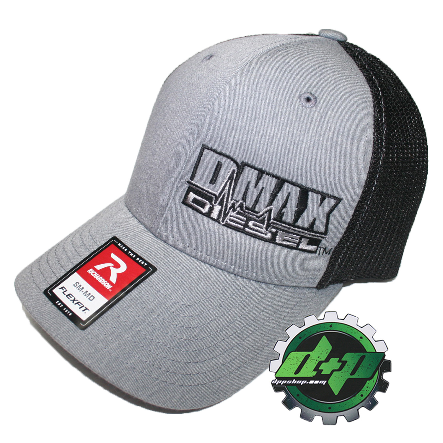 Dmax Duramax truck hat richardson 110 Gray denim BLACK mesh diesel S/M