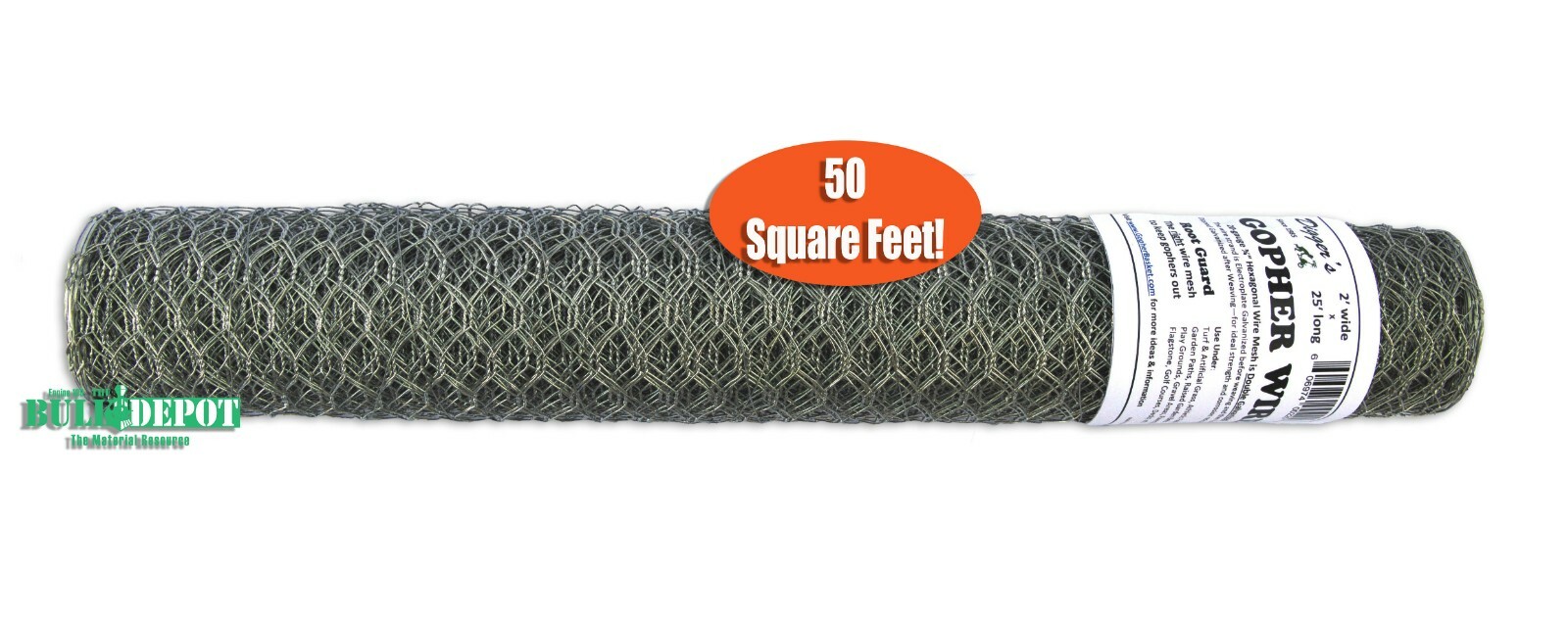 Digger's RootGuardTM Double Galvanized 3/4" Gopher Wire Mesh 2' x 25' (50 sqft) 