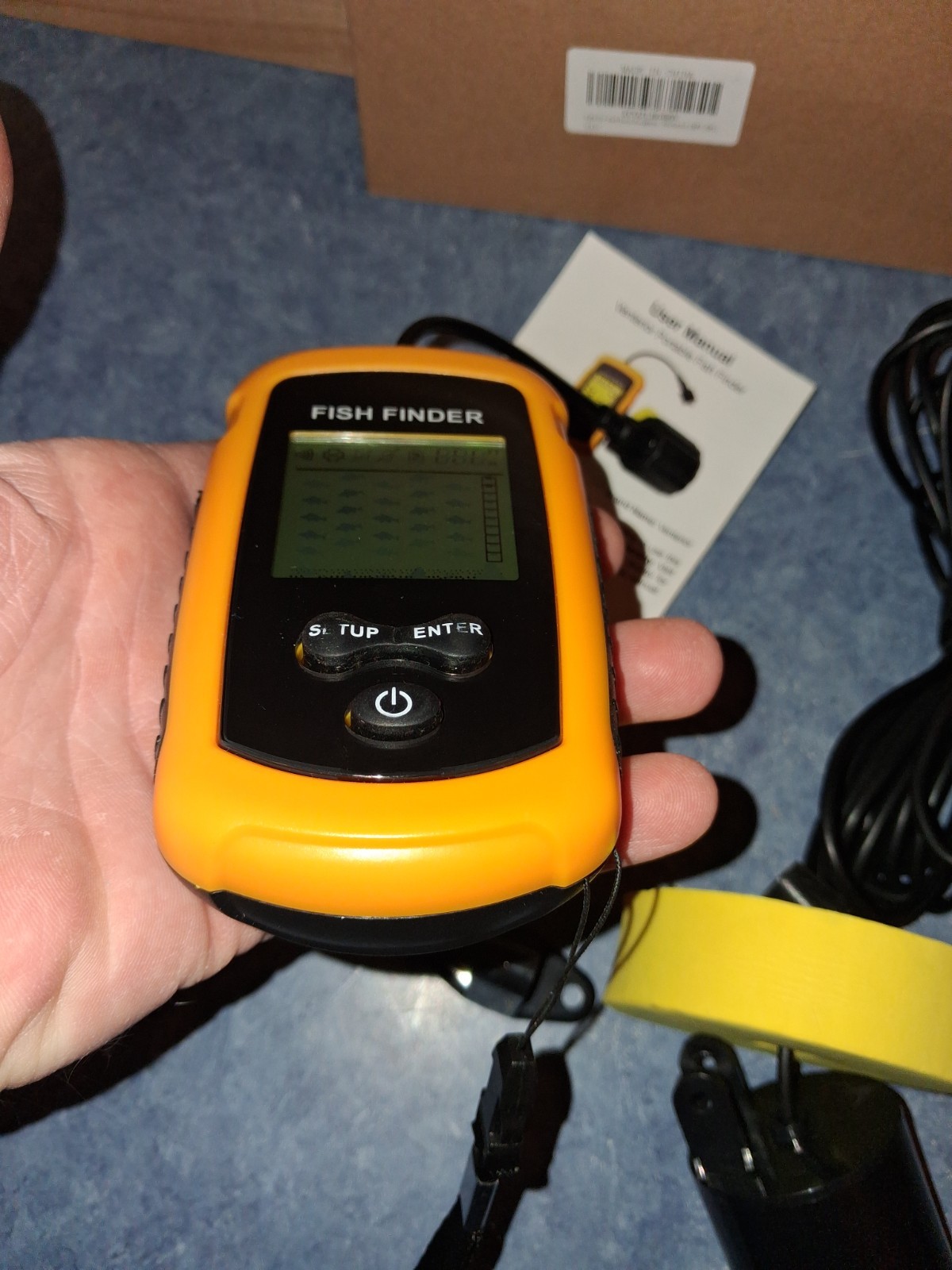 Venterior Portable Fish Finder-Handheld Sonar-LCD Display-Castable Transducer