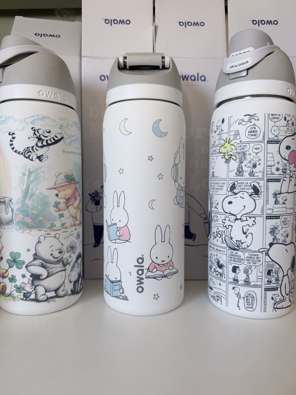Owala Insulated Water Bottle Cartoon Winnie Pooh Miffy Snoopy Plastic Choose 1