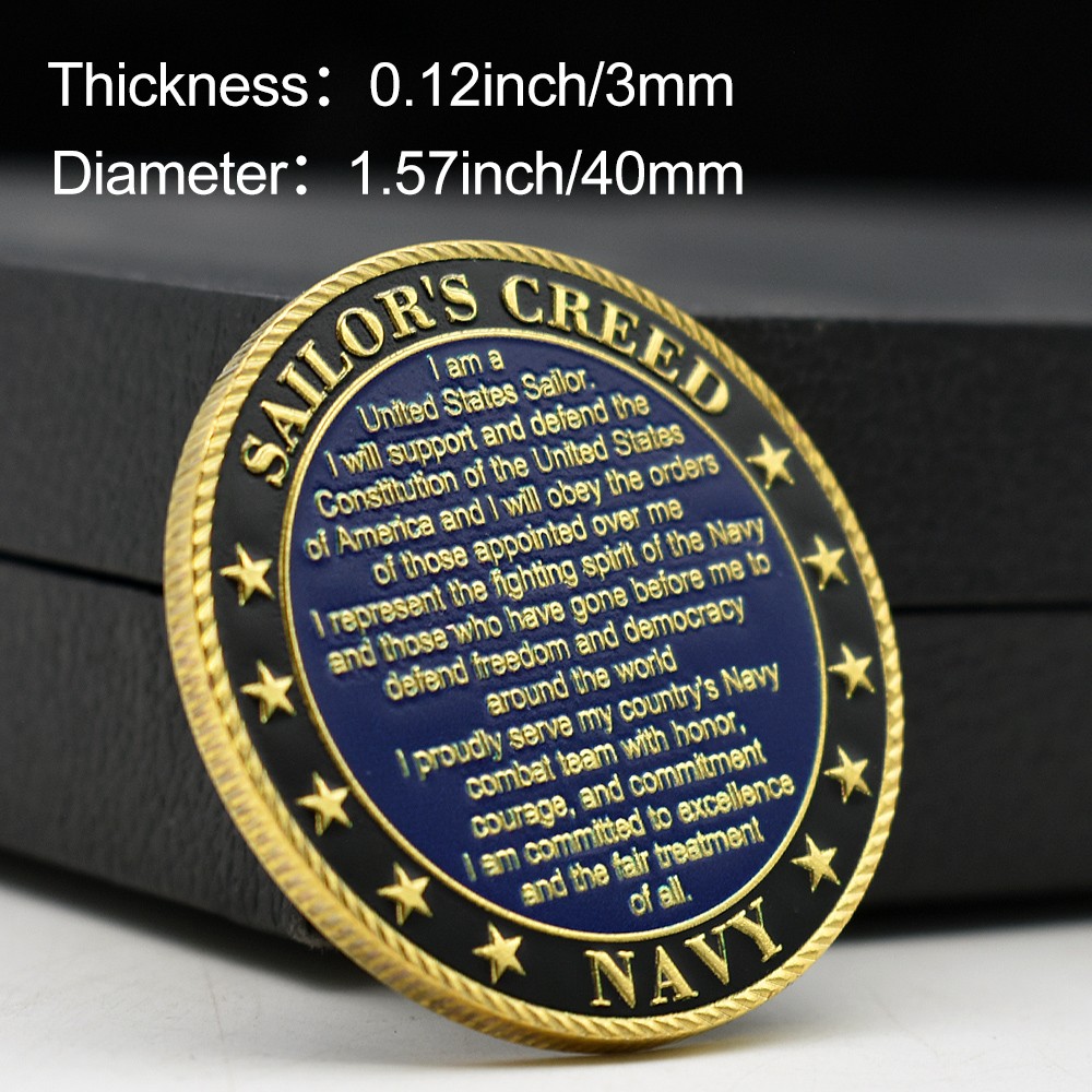 US Navy Sailor's Creed Challenge Coin Double-Sided Commemorative Anchor Gift