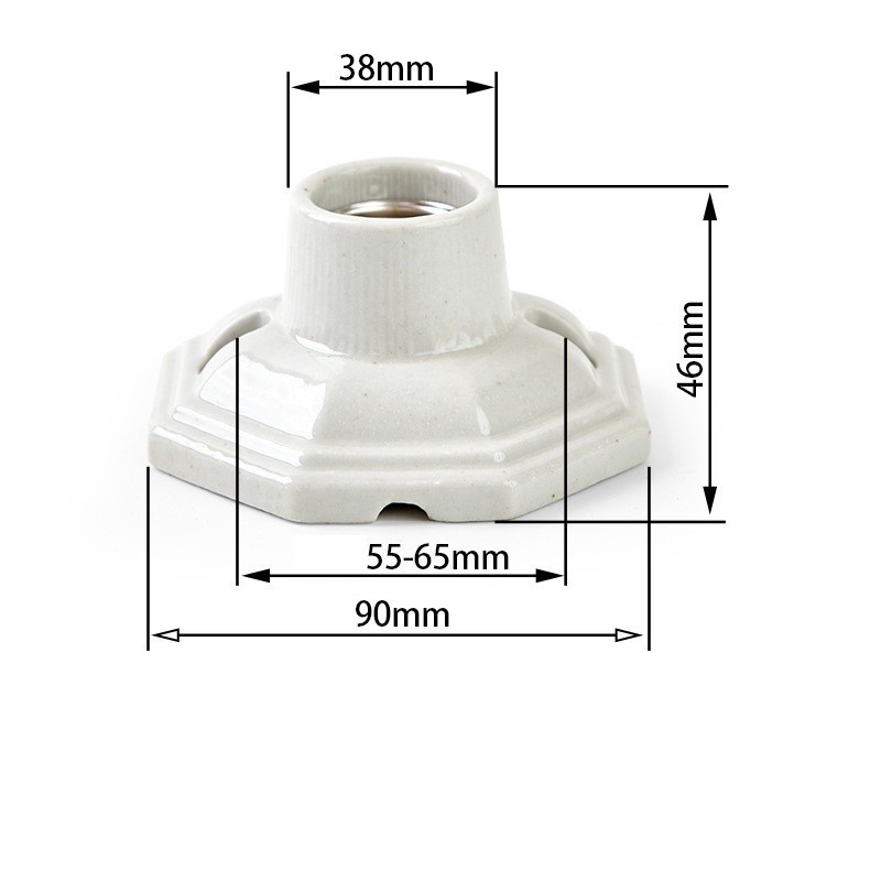 1x E26 E27 Light Socket Porcelain Ceramic Screw Socket Lamp Holder Bulb Base