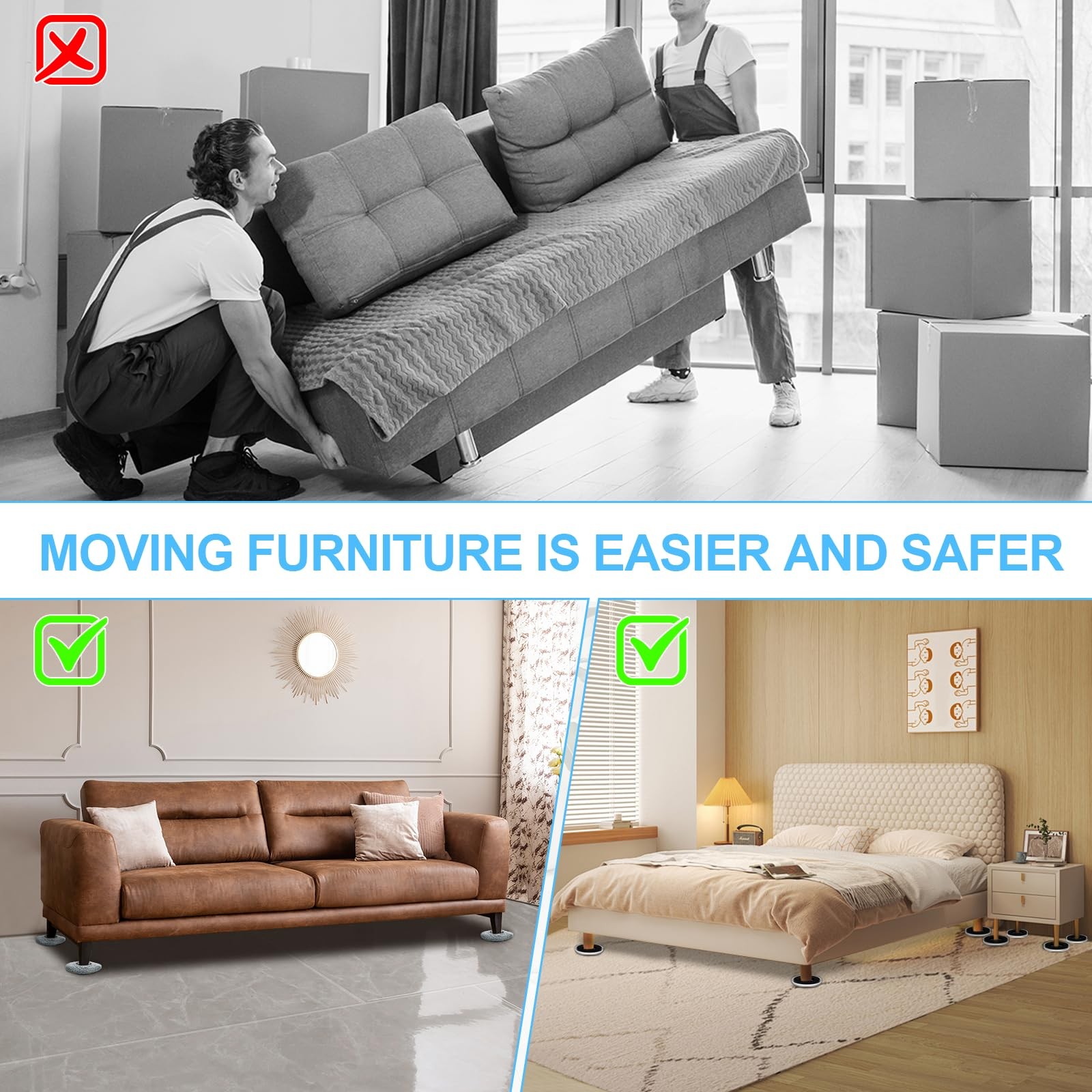 New Upgrade Furniture Sliders, Multi-Surface 3-in-1 Furniture Movers Sliders,...