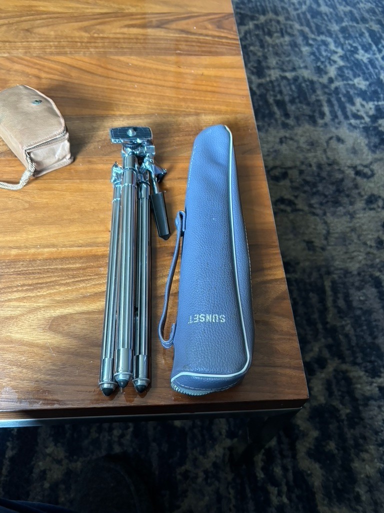 Sunset Tripod 11.5" Expands to 17" Leather Case