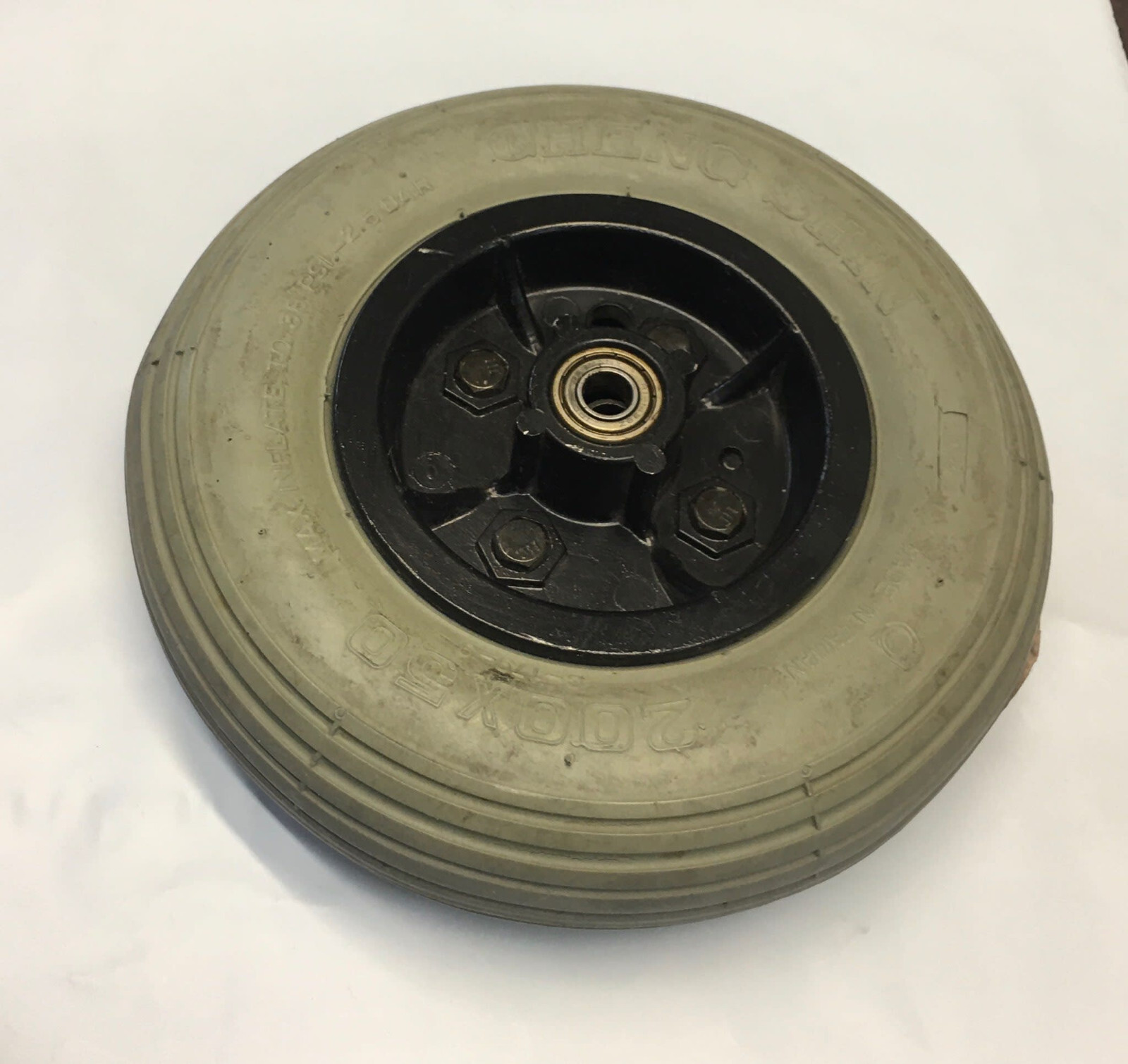 Used Tuffcare DX1510 Power Wheel Chair Front Caster Wheel Tire Assembly
