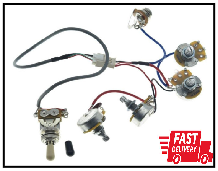 Humbucker Solderless Guitar Wiring Harness 2V2T with 500K Pots for Les Paul