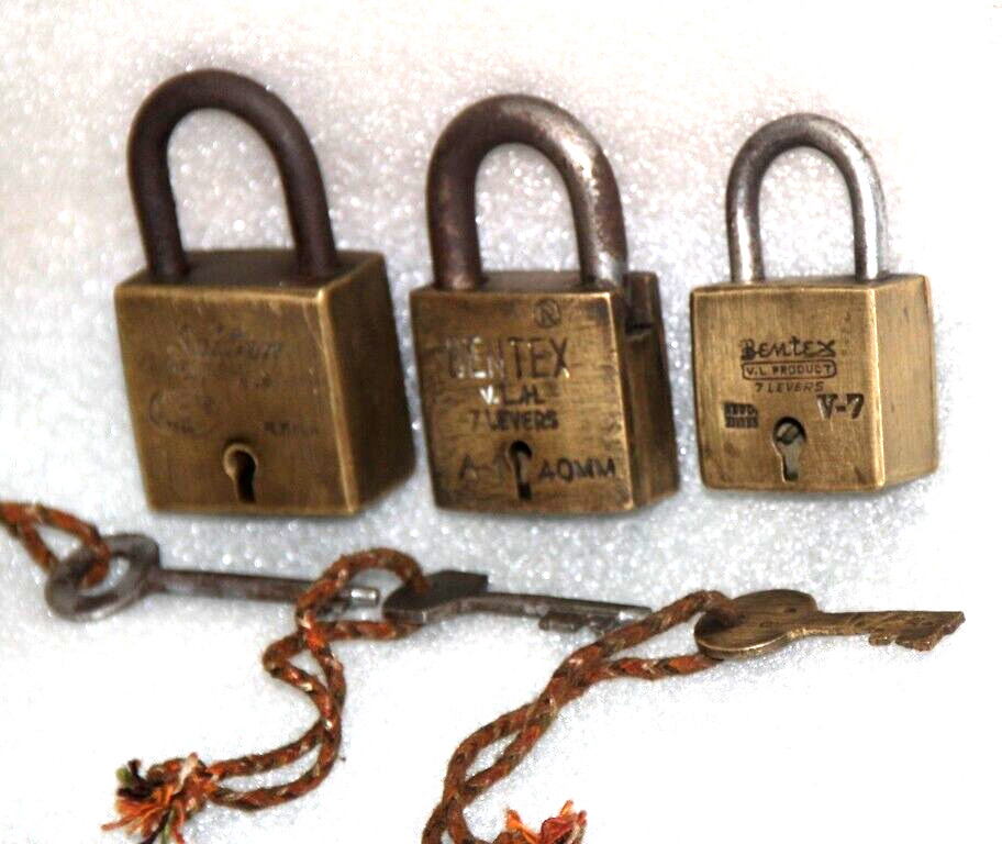 Lot of 3 Antique Brass Lock Hand Crafted Old Original