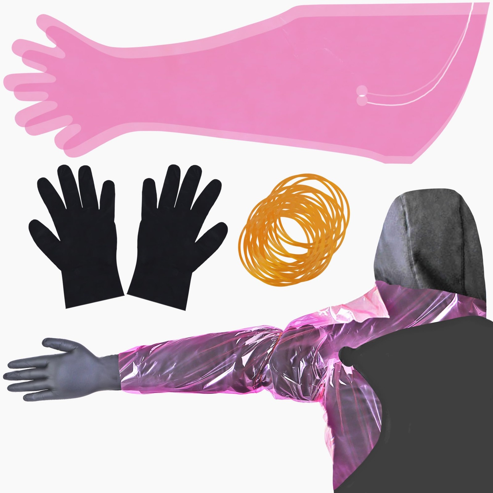 Guantes desechables vestirse limpiar. Incluyen guantes extra largos para colgar.