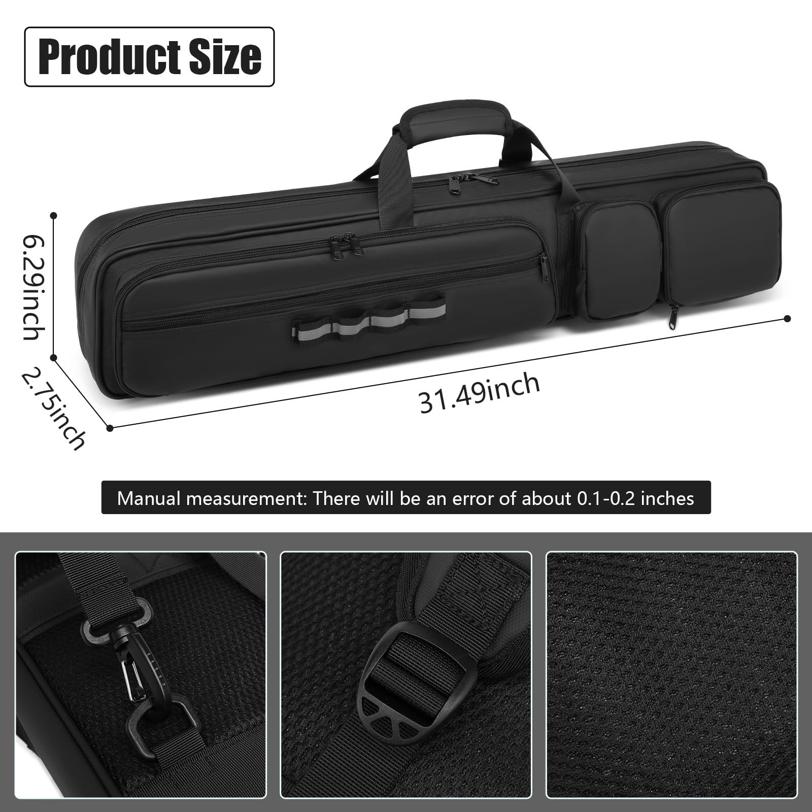 Pool Cue Case 4x4, Soft Padded Pool Stick Case,Pool Stick Case with Multiple ...