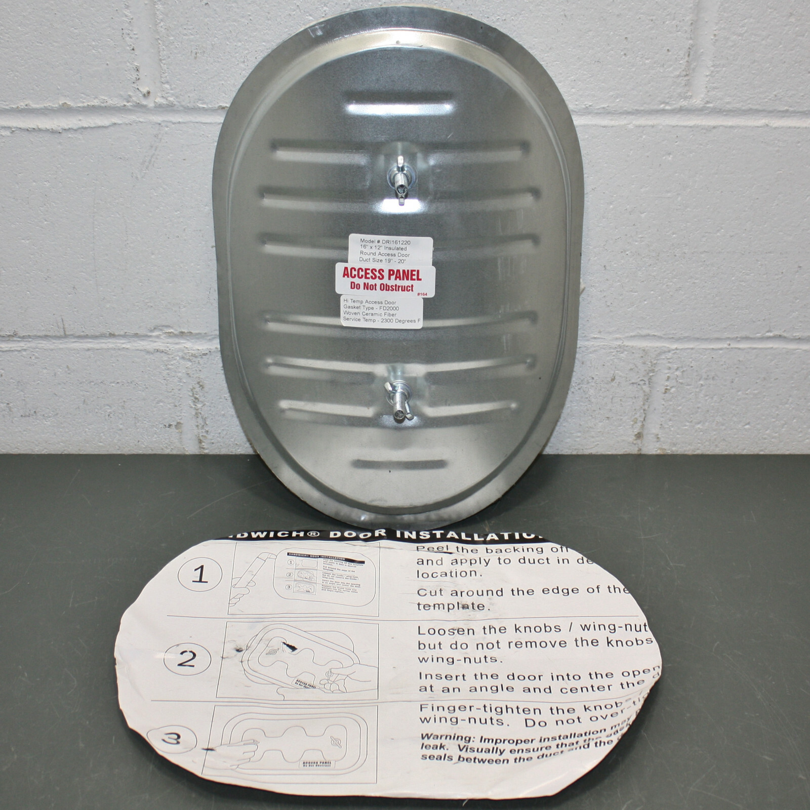 Ductmate High Temp Sandwich Access Panel GRDR161220F2GA, 20" Round Duct, Door