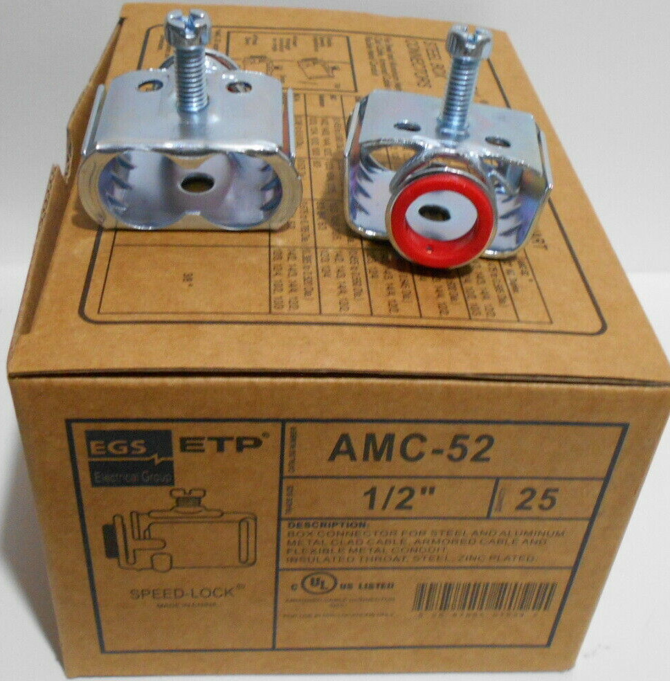Lot of 25 New EGS ETP AMC-52 Speed Lock 1/2" Insulated Duplex Barrell MC Diecast