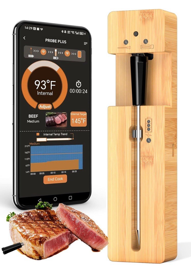BOTDOYS Real-Time Alerts Wireless Meat Thermometer Smart Bluetooth Probe