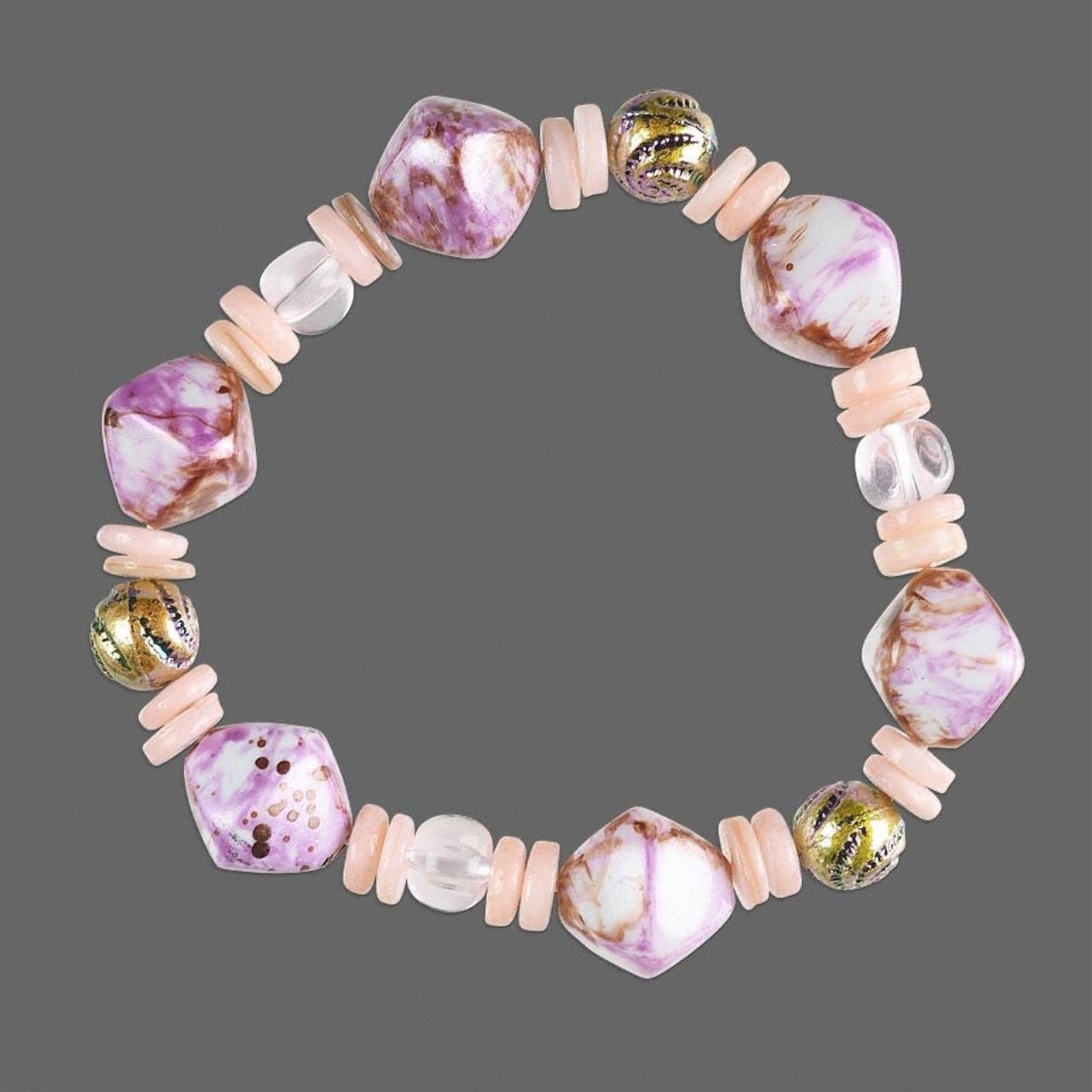 Chunky Pink Barbiecore Freshwater Pearl Shell and Acrylic Nugget Bracelet