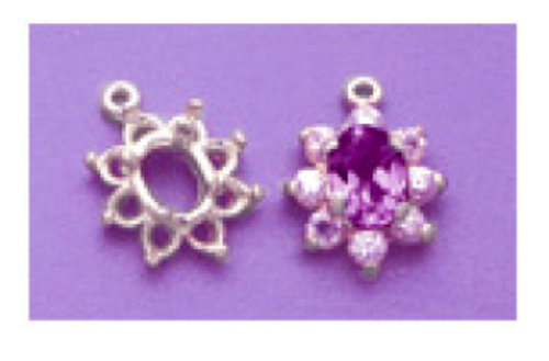 Solid Silver 7x5mm Oval Sterling Cluster Pre-Notched Dangle Pendant