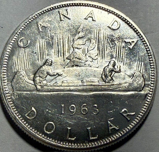 CANADA - Voyageur Silver Dollar - 1963 - .600 ASW - Km-54 - Below Melt!