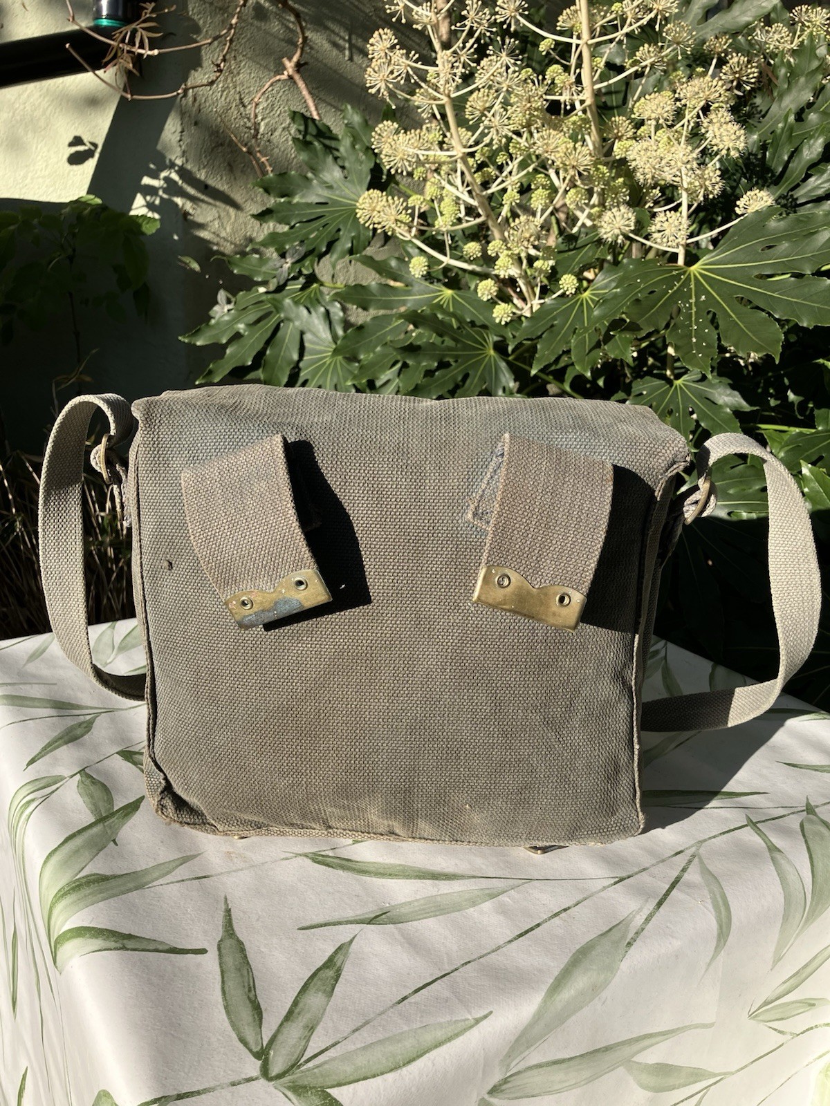 British RAF 37 Pattern Small Pack & Shoulder Strap Satchel Bag Grey Webbing 1952
