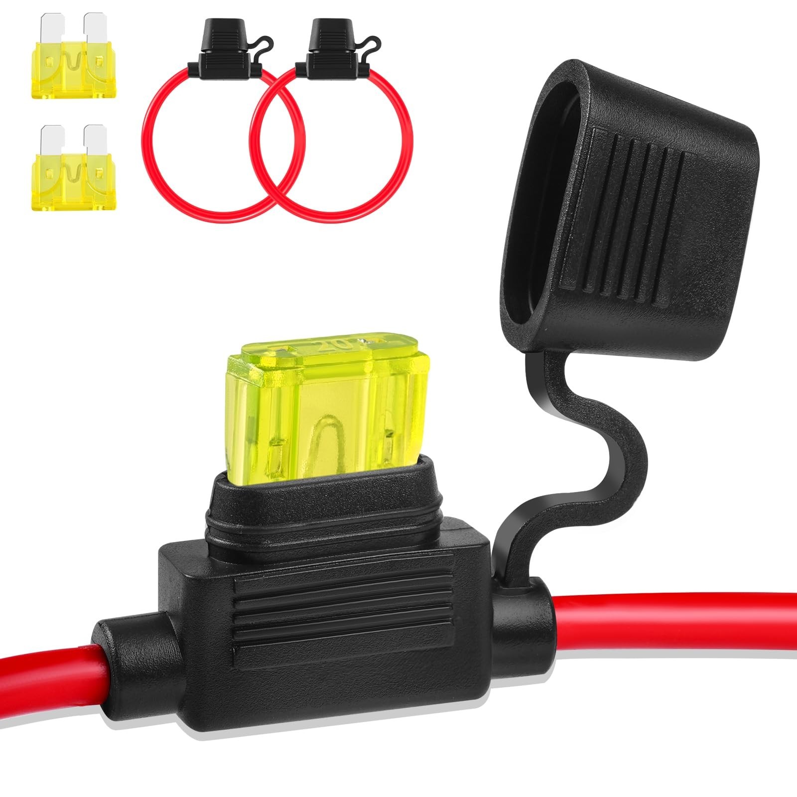 Inline Fuse Holder 12V 2 Pack, 14 AWG Waterproof Fuse Holder 11.8 Inch, in Li...