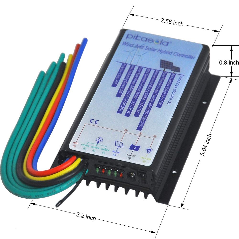 Hybrid Wind & Solar Controller for 12V/24V Battery Auto, 30A Charge Controlle...