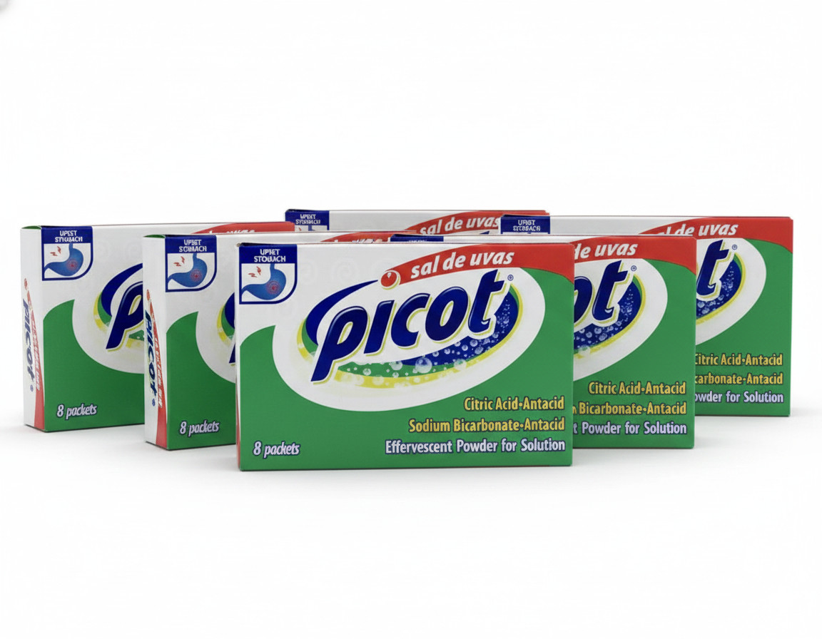 Picot Sal De Uvas Effervescent Antacid Powder Heartburn Relief - (PACK OF 6) NEW