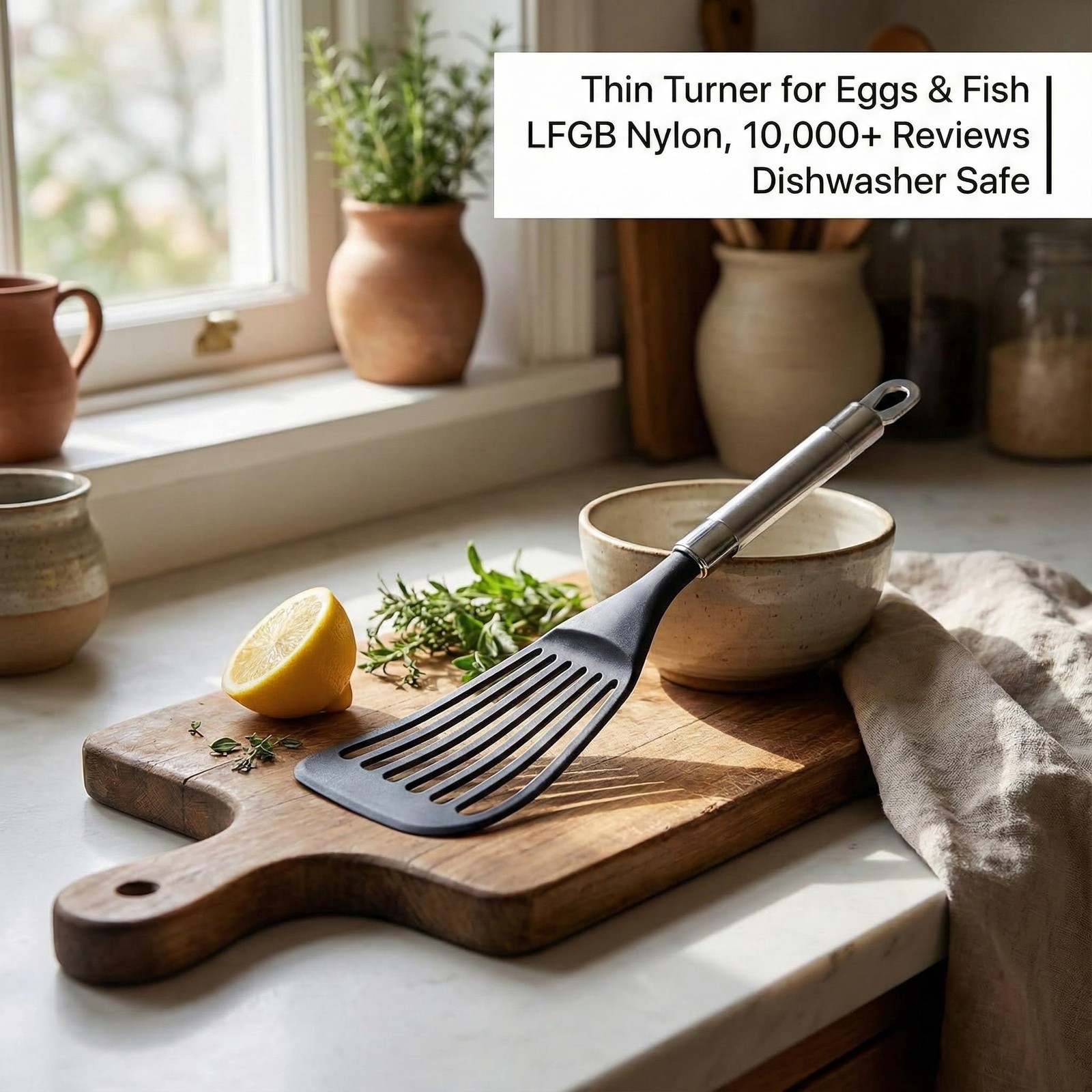 Thin Spatula for Nonstick Cookware, Flexible Kitchen Spatula Turner for Fish/Egg