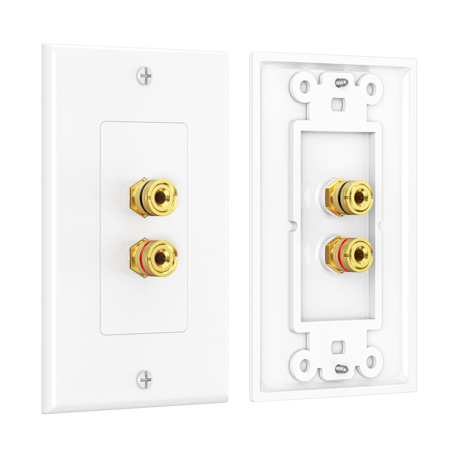 Cable Matters 2-Pack Speaker Wire Wall Plate, Gold Plated Speaker Wall Plate ...