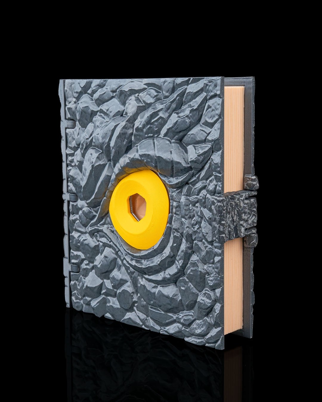 Eye of Stone Dice Box – 3D Printed RPG Dice Storage Book with Tray | Fantasy
