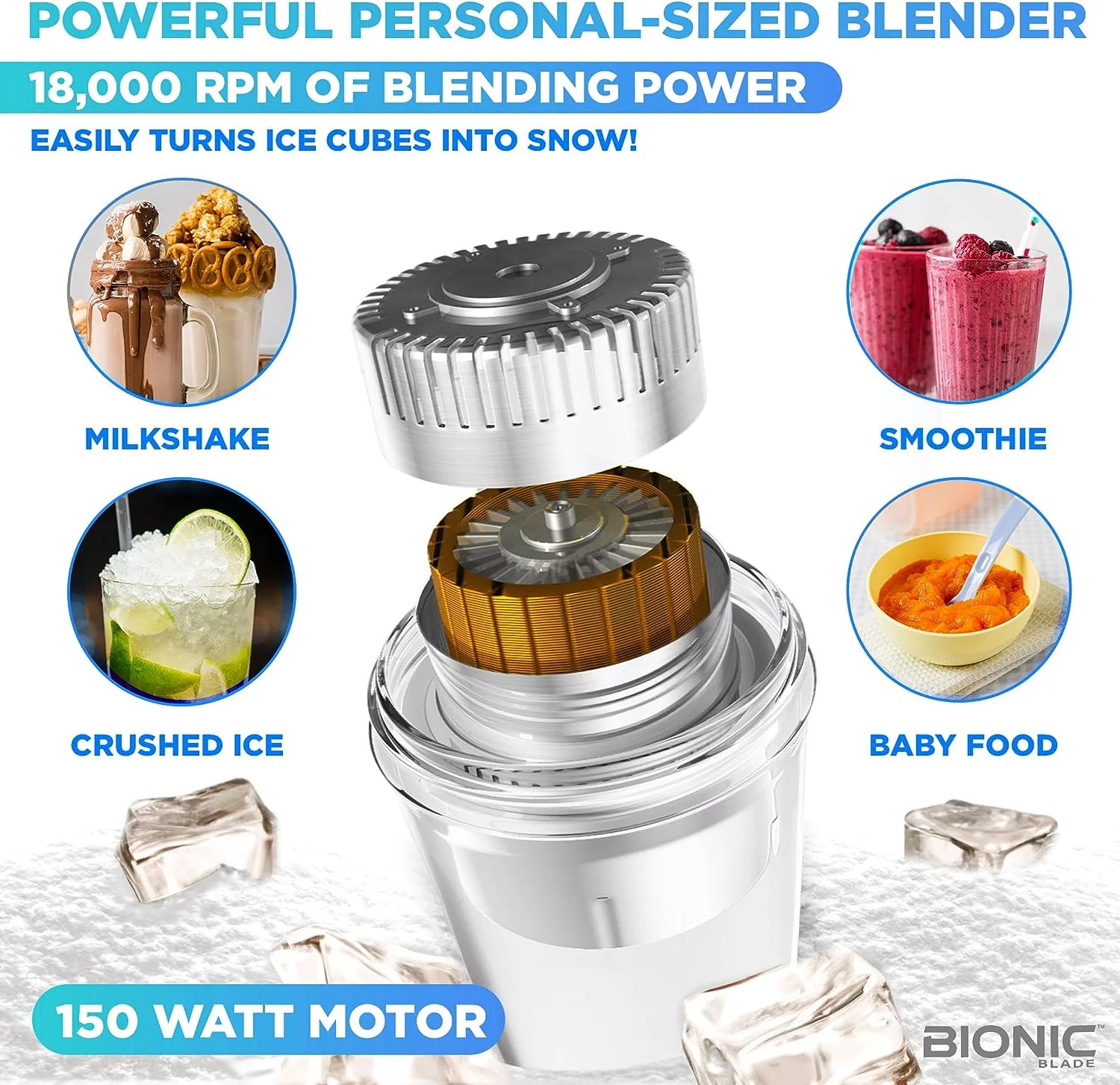 Bionic Blade Smoothie Blender Personal Portable Rechargeable Blender Juicer Prot