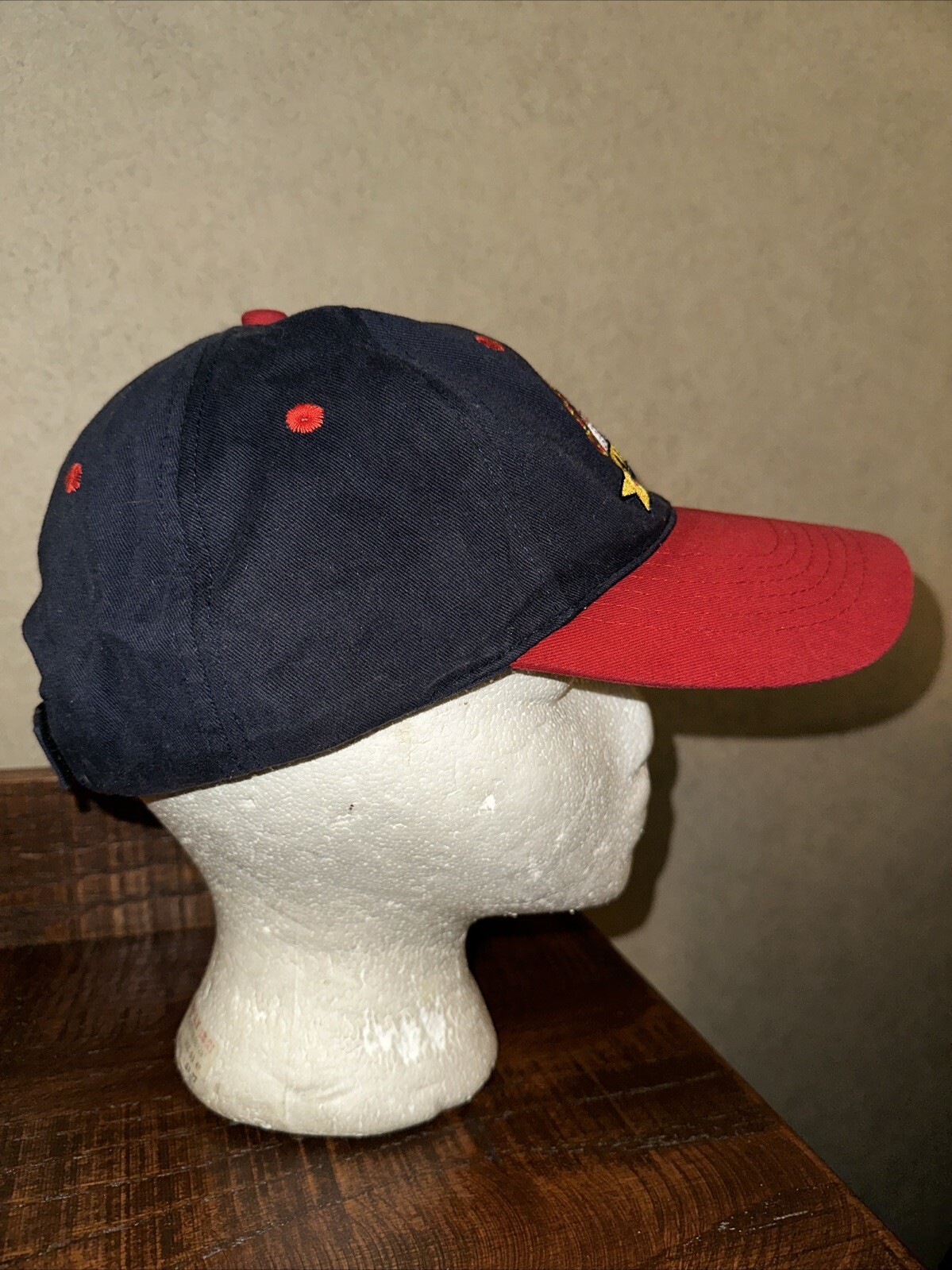 Cooperstown ALL STAR Village Hat Cap M/L Hook Loop Red Bill Navy Hat Embroidered