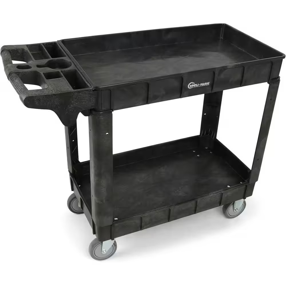 Polypropylene Rolling Utility Cart on Wheels, 600 Lb. Capacity, 40 X 33 X 17 In.