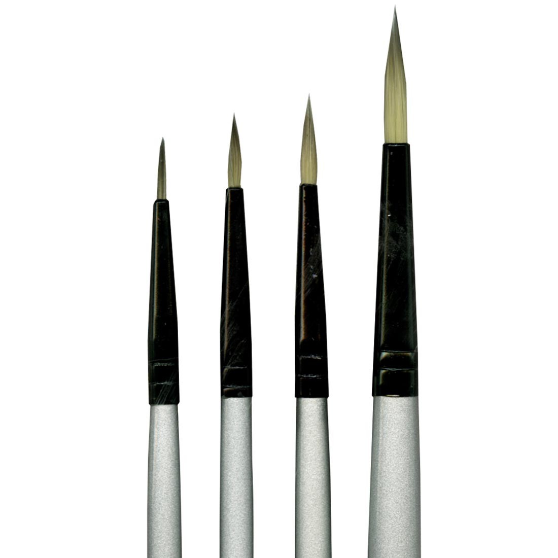 Dynasty Black Silver Short Handle Round Brush Set