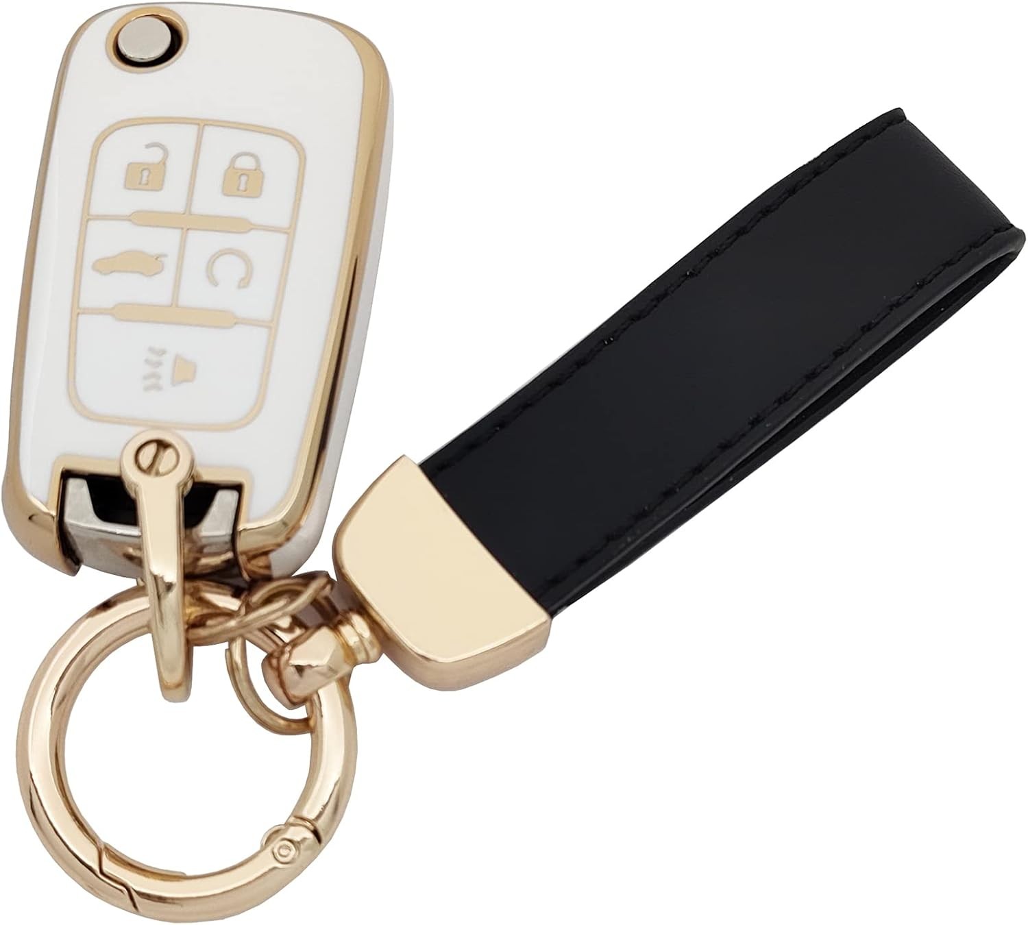TPU Key Fob Cover fit for Chevy Equinox Camaro Cruze Malibu Impala White