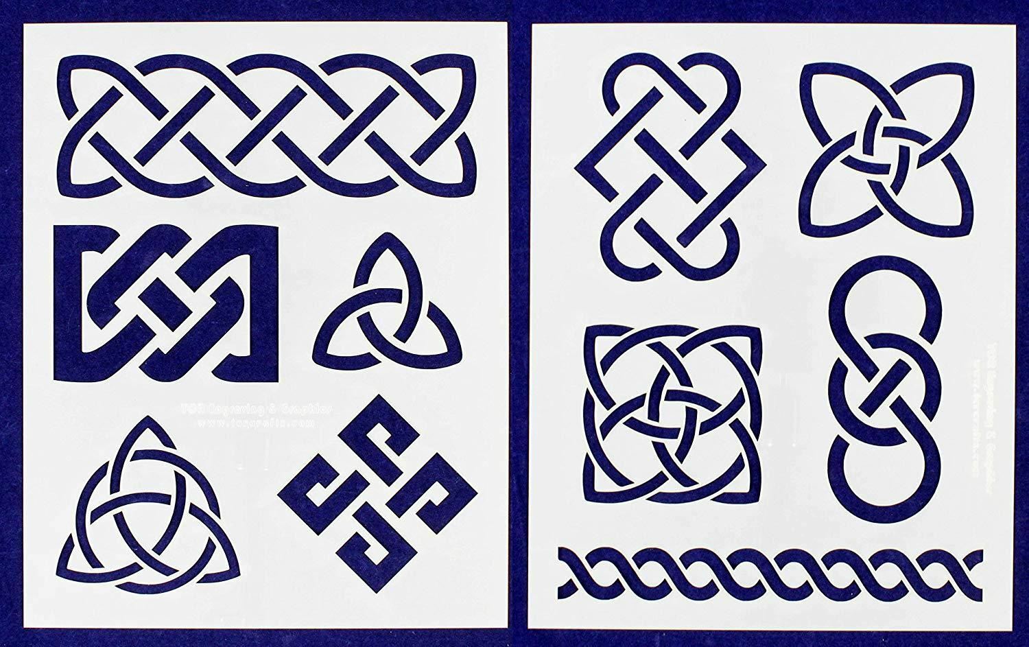 Celtic Knot Stencils 8 X 10 Inches -Mylar 2 Pieces