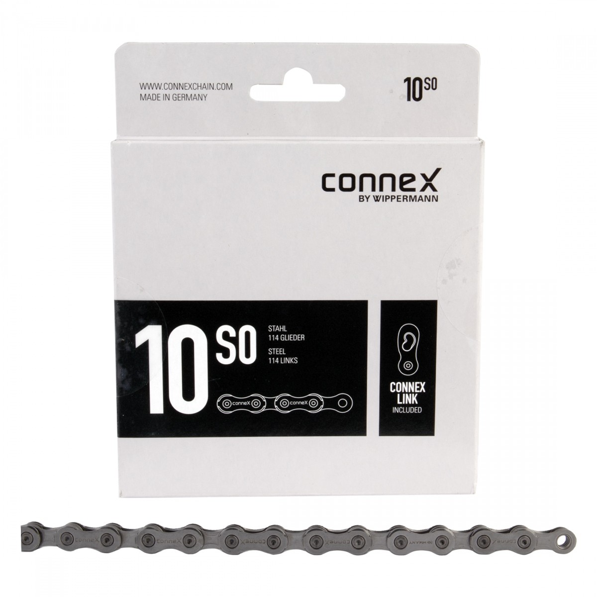 Connex 10S0 Steel 10-Speed Bike Chain with Reusable Master Link &