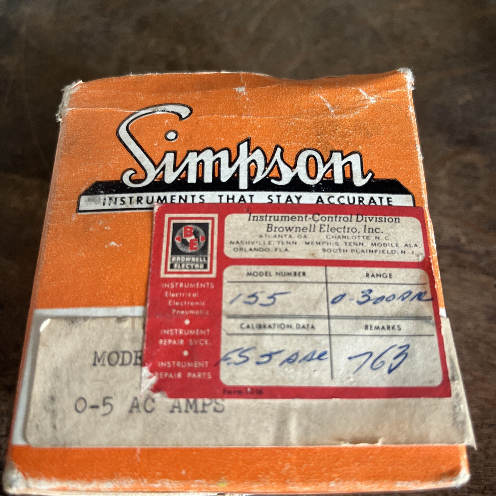 NOS Simpson AC Amperes Gauge Meter  0 - 5 Amps, Made in USA