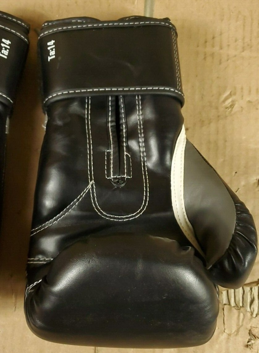 Everlast Black 14 Oz. hook & loop Boxing Training Sparring Gloves New No Package