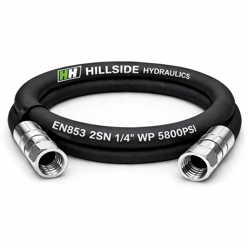 1/4” Hydraulic Hose Assembly - #4 JIC F Swivel x JIC F Swivel SAE100R2 5800 PSI
