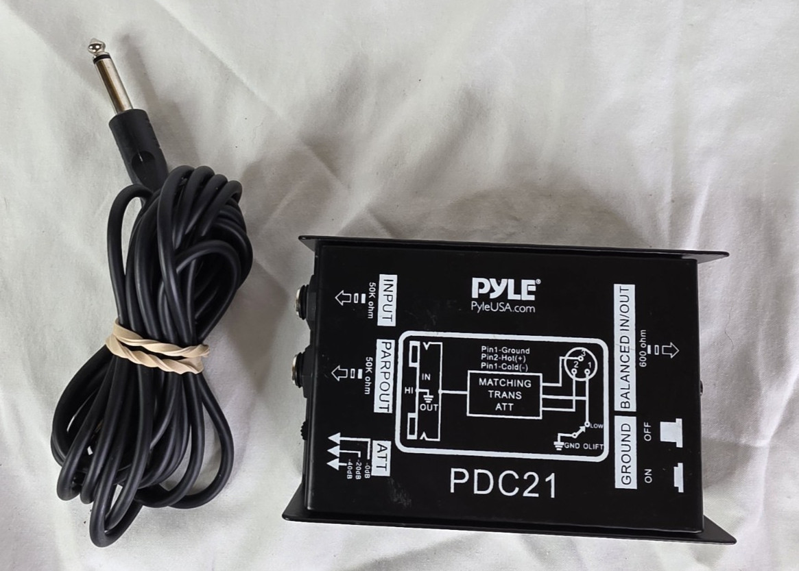 Pyle Pro PDC21 Passive Direct Injection DI Box w/ 1/4" Cable Ground Lift