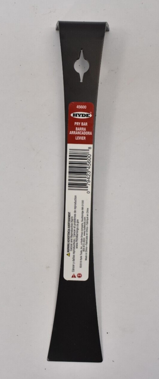 Hyde Tools Carbon Steel 1 Edge Pry Bar Scraper Tool Black 2" x 9-1/2" 45600