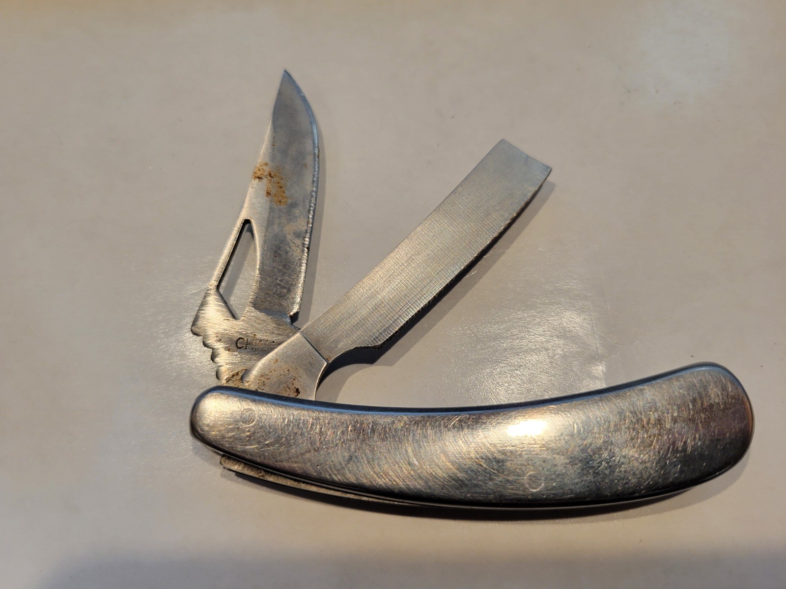 2 Blade Pocket Knive Plain Trailing Point & Sheepsfoot Blade
