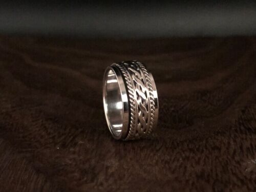 Solid 925 Sterling Silver Band & Celtic Spinner Handmade Jewelry Ring All Size